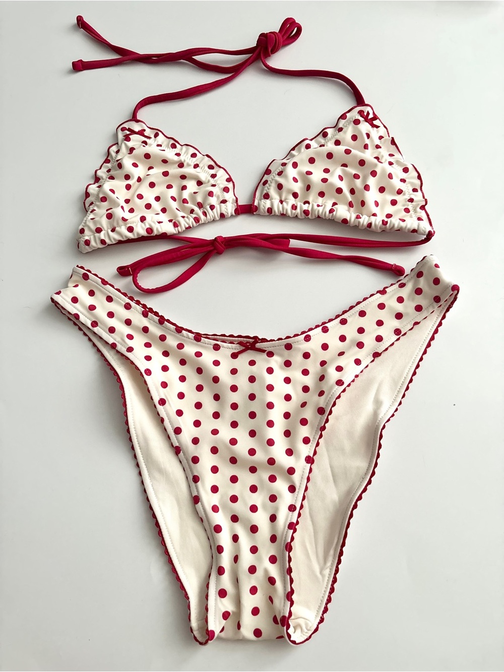 PINK Victoria's Secret Cream Bikini with Pink Polka Dots